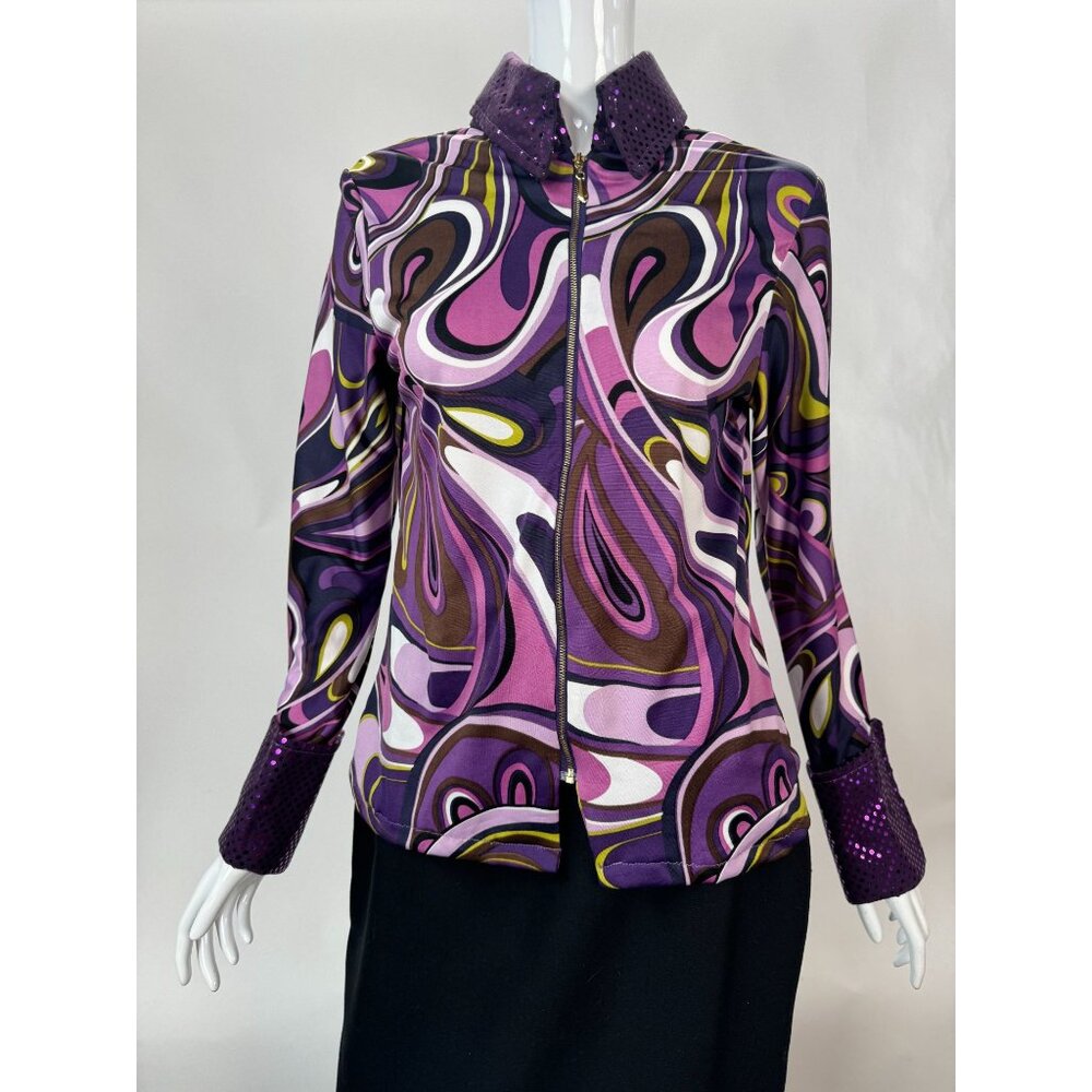 Psychedelic Patterned Jacket With Sequin Collar &… - image 8
